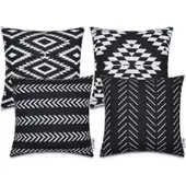 Tapis.fr Housse de coussin Chino noir 45x45 cm, 4 pièces
