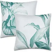 Tapis.fr Housse de coussin Chino vert-blanc 45x45 cm, 2 pièces