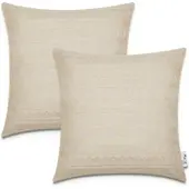 Tapis.fr Housse de coussin Chino crème 45x45 cm, 2 pièces