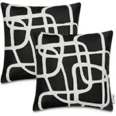 Tapis.fr Housse de coussin Chino noir 45x45 cm, 2 pièces
