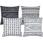 Tapis.nl Housse de coussin Chino noir-blanc 45x45 cm, 4 pièces