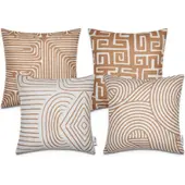 Tapis.nl Housse de coussin Chino blanc-ocre 45x45 cm, 4 pièces