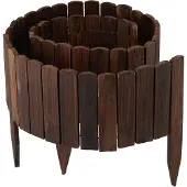 Relaxdays Bordure de parterre , 200 cm de long, flexible, hauteur visible : 25 cm, à enfoncer, en bois, clôture de parterre, bordure de pelouse, brun foncé