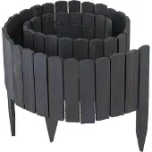 Relaxdays Bordure de parterre , 200 cm de long, flexible, hauteur visible : 20 cm, à enfoncer, en bois, clôture de parterre, bordure de pelouse, anthracite