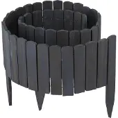 Relaxdays Bordure de parterre , 200 cm de long, flexible, hauteur visible : 25 cm, à enfoncer, en bois, clôture de parterre, bordure de pelouse, anthracite