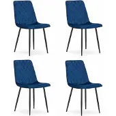 Leobert Chaise - - Turin - Velours Bleu Marine - 44,5 X 53 X 88,5 Cm - Lot De 4