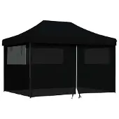 vidaXL Tente de réception pliable Pop-Up avec 4 panneaux latéraux noir