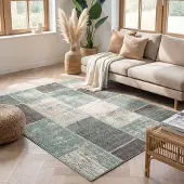 FRAAI Tapis patchwork | Spring Vert/Gris | 120x170cm | Gris | Rectangulaire | Tapis