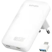 4smarts Flatplug Slim Dual 65W Gan 2Xusb-C White Charger