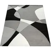 Tapis.fr Tapis moderne Diamora noir-blanc 80x300 cm