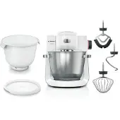 Bosch Hausgeräte Serie 6 Stand Mixer, Robot ménager, Blanc, Argent