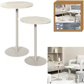 Home Deco Factory Table d'appoint - - TERRA NOVA - Rond - Blanc et Beige