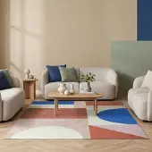 FRAAI Tapis géométrique – Swing Shapes Bleu/Rose | 160x230cm | Bleu | Rectangulaire | Tapis