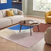 FRAAI Tapis géométrique – Swing Circles Bleu/Rose | 80x150cm | Bleu | Rectangulaire | Tapis