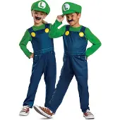 Disguise Super Mario Luigi Elevated Fancy Dress Costume Bleu 3-4 Years Enfants