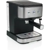 Princess 01.249441.01.750 Machine à espresso et à capsules, machine à espresso, 1,5 l, capsule de café, café moulu, 850 W, noir, acier inoxydable