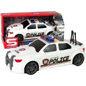 Lean Toys Les lumières de police d'ouverture de coffre de voiture de sport sonnent blanc 1:16