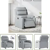 The Living Store Fauteuil Relax Electrique Gris Clair Tissu