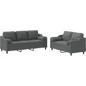 vidaXL Ensemble de canapés 2 pièces avec coussins Tissu gris foncé