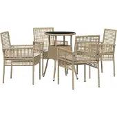 Syfax Ensemble de salle à manger pour jardin 5 pcs Beige polyrotin