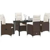 Syfax Ensemble de salle à manger pour jardin 5 pcs Marron polyrotin