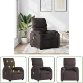 The Living Store fauteuil de massage tissu marron foncé