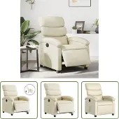 The Living Store Fauteuil relax électrique Crème Similicuir