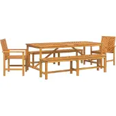 Syfax Ensemble de salle à manger pour jardin 5 pc Marron