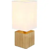 Globo Lampe de table élégante Valentino Bois avec capot blanc