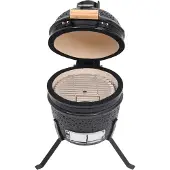 vidaXL Gril Kamado 2 en 1 Fumoir céramique 56 cm noir
