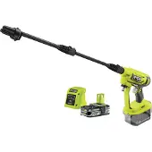 Ryobi Pistolet à pression 18V - RY18PW22A-125 - 22 bars - 182 L - buse 3-en-1 - kit de siphonnage 6 m inclus avec crépine et filtre intégrés - 1 batterie lithium+ 18V 2,5 Ah et 1 chargeur 1,5 A