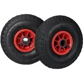 Relaxdays 8 roues pour diable, 3.00-4, à pneumatiques, roue de secours avec jante en plastique, 260 x 85 mm, Ø axe 25 mm, roue complète, noir-rouge