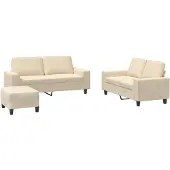 vidaXL Ensemble de canapés 3 pièces tissu crème