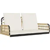 vidaXL Banc suspendu avec coussin 105x58x38 cm Poly rotin et acier