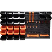 Black & Decker Panneau à outils avec bacs de rangement et crochets - 98 x 23 x 43 cm - 43 pièces - Panneau mural à outils