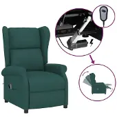 Syfax Fauteuil inclinable électrique à oreilles vert foncé tissu