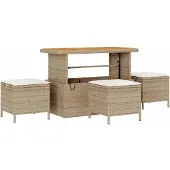 Syfax Ensemble de salle à manger pour jardin Beige polyrotin