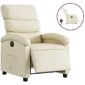 Syfax Fauteuil inclinable électrique Crème Similicuir