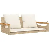 vidaXL Banc suspendu avec coussins Beige 109x62x40 cm Poly rotin