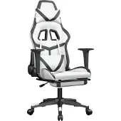 Syfax Chaise de jeu de massage avec repose-pied Blanc&Noir Similicuir