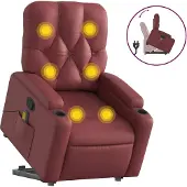 vidaXL Fauteuil de massage avec releveur vin rouge similicuir