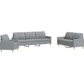 vidaXL Ensemble de canapés 3 pièces gris clair tissu