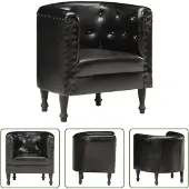 The Living Store Fauteuil noir en cuir véritable