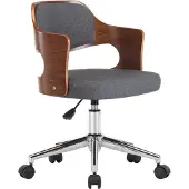 Syfax Chaise pivotante de bureau Gris Bois courbé et tissu