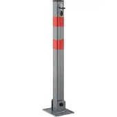 Relaxdays 4 poteaux de barrière carrés, barrière de parking rabattable, avec bandes de signalisation, 3 clés, H x l x P : 65 x 15 x 13 cm, anthracite-rouge