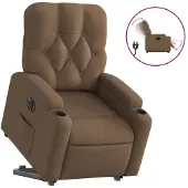 Syfax Fauteuil inclinable électrique marron tissu