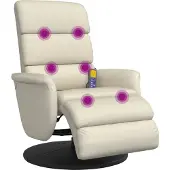 Syfax Fauteuil inclinable de massage et repose-pieds crème similicuir
