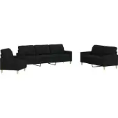 vidaXL Ensemble de canapés 3 pièces noir tissu