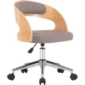 Syfax Chaise pivotante de bureau Taupe Bois courbé et tissu