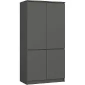 Akord Armoire 4 Portes Graphite Brillant 90X51X180